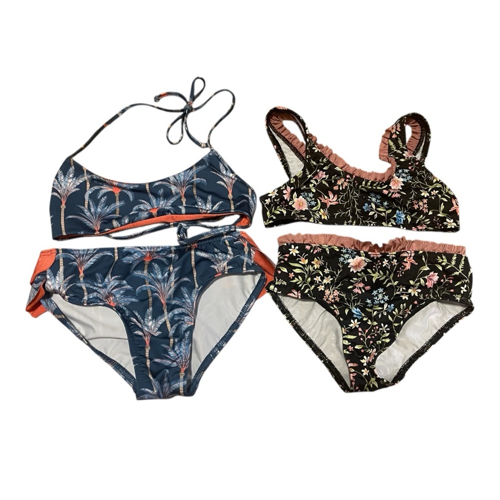 Nueces Girls Palm and Floral Print Bikini Sets (2)